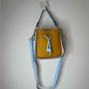 NWOT Elegant Mustard and Sky Blue Crossbody Bag